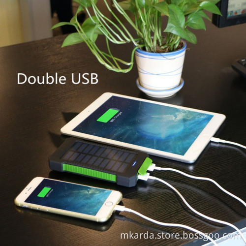 Solar Power 2000mAh External Dual Ports Powerbank
